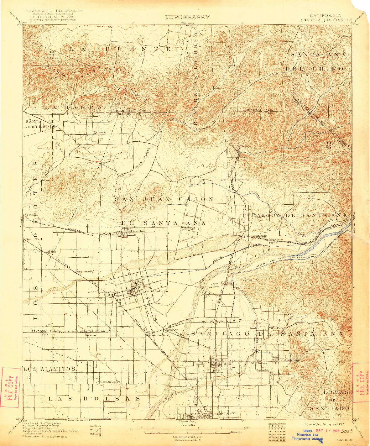 USGS 1:62500-SCALE QUADRANGLE FOR ANAHEIM, CA 1901