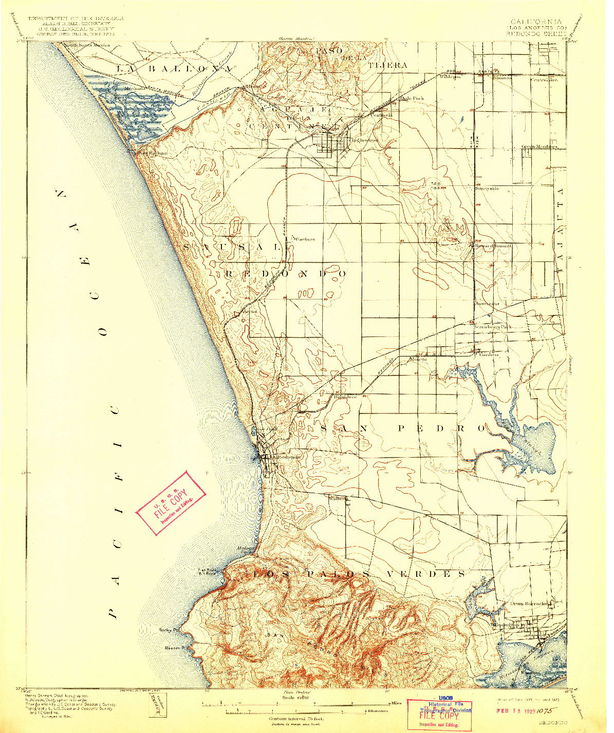 USGS 1:62500-SCALE QUADRANGLE FOR REDONDO, CA 1896