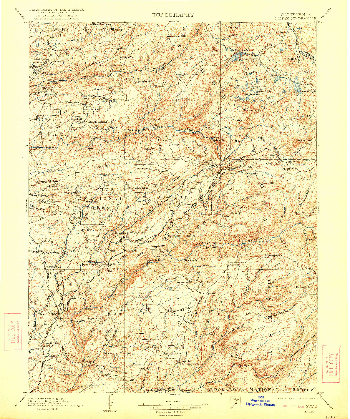 USGS 1:125000-SCALE QUADRANGLE FOR COLFAX, CA 1902