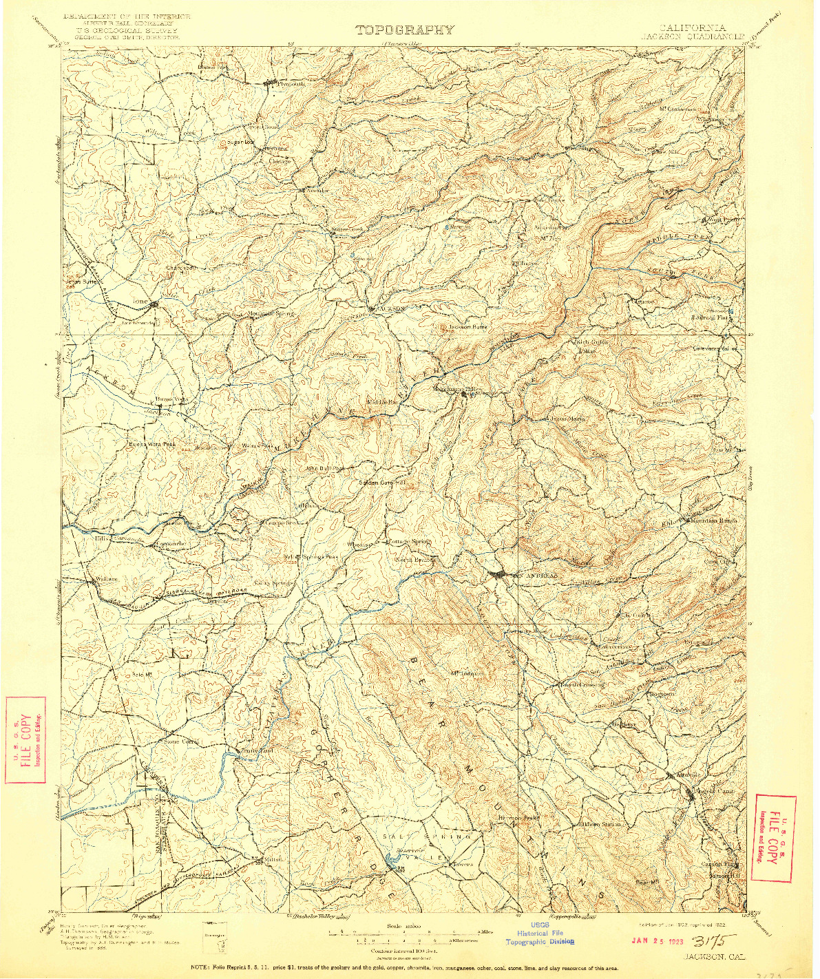 USGS 1:125000-SCALE QUADRANGLE FOR JACKSON, CA 1902