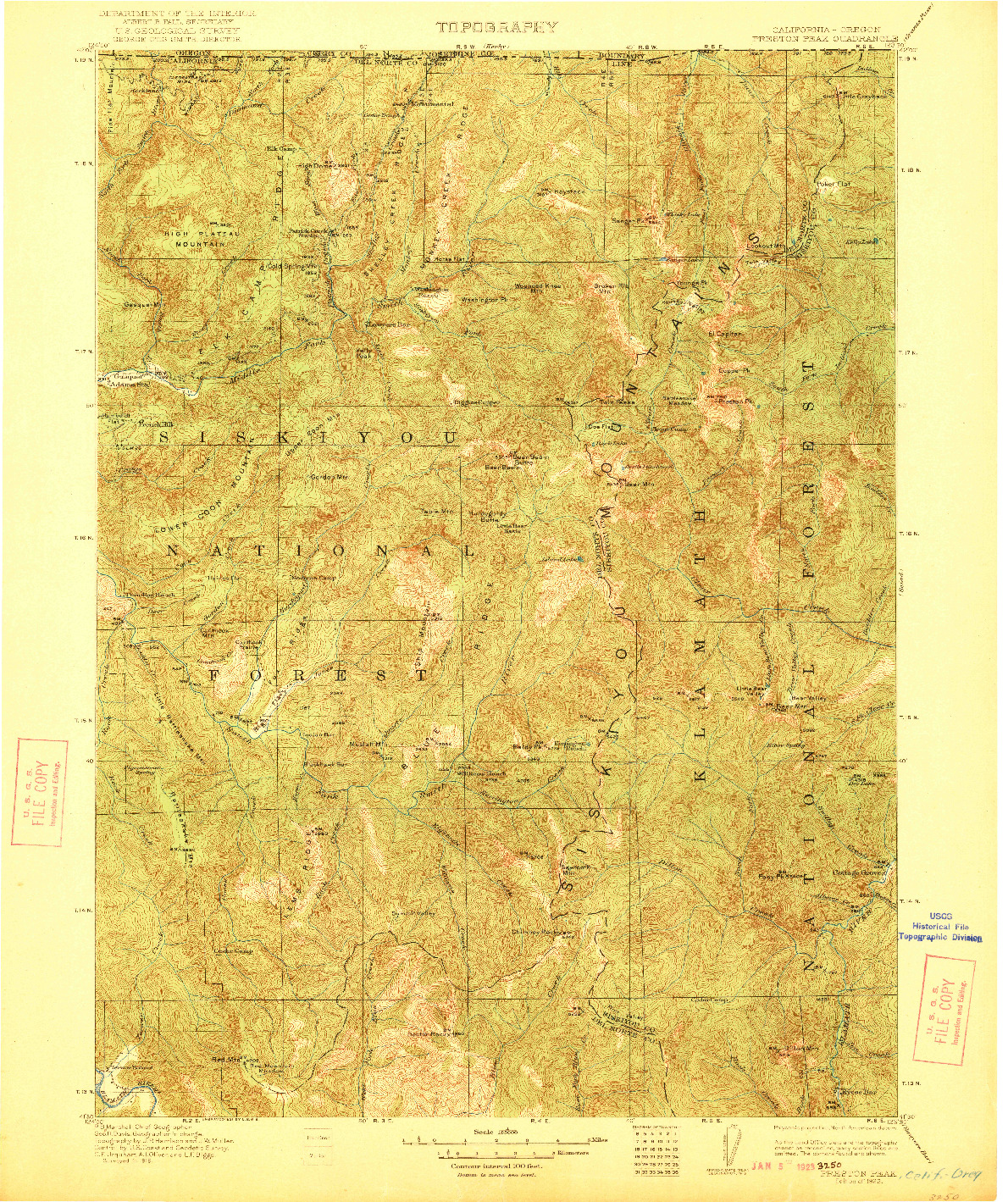 USGS 1:125000-SCALE QUADRANGLE FOR PRESTON PEAK, CA 1922