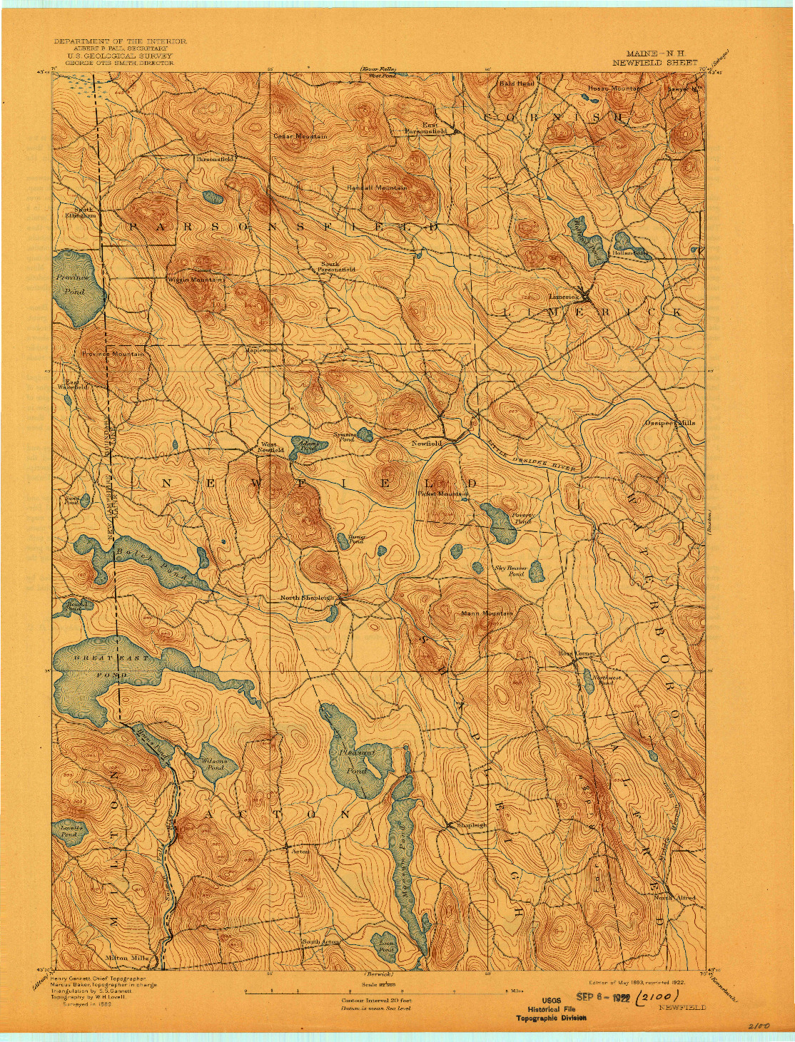 USGS 1:62500-SCALE QUADRANGLE FOR NEWFIELD, ME 1893