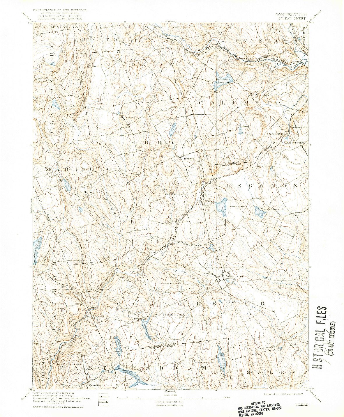 USGS 1:62500-SCALE QUADRANGLE FOR GILEAD, CT 1892