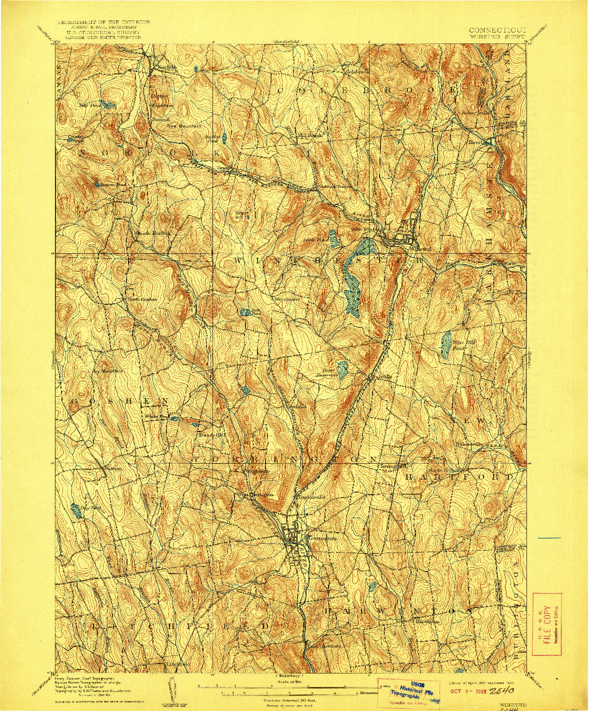 USGS 1:62500-SCALE QUADRANGLE FOR WINSTED, CT 1892