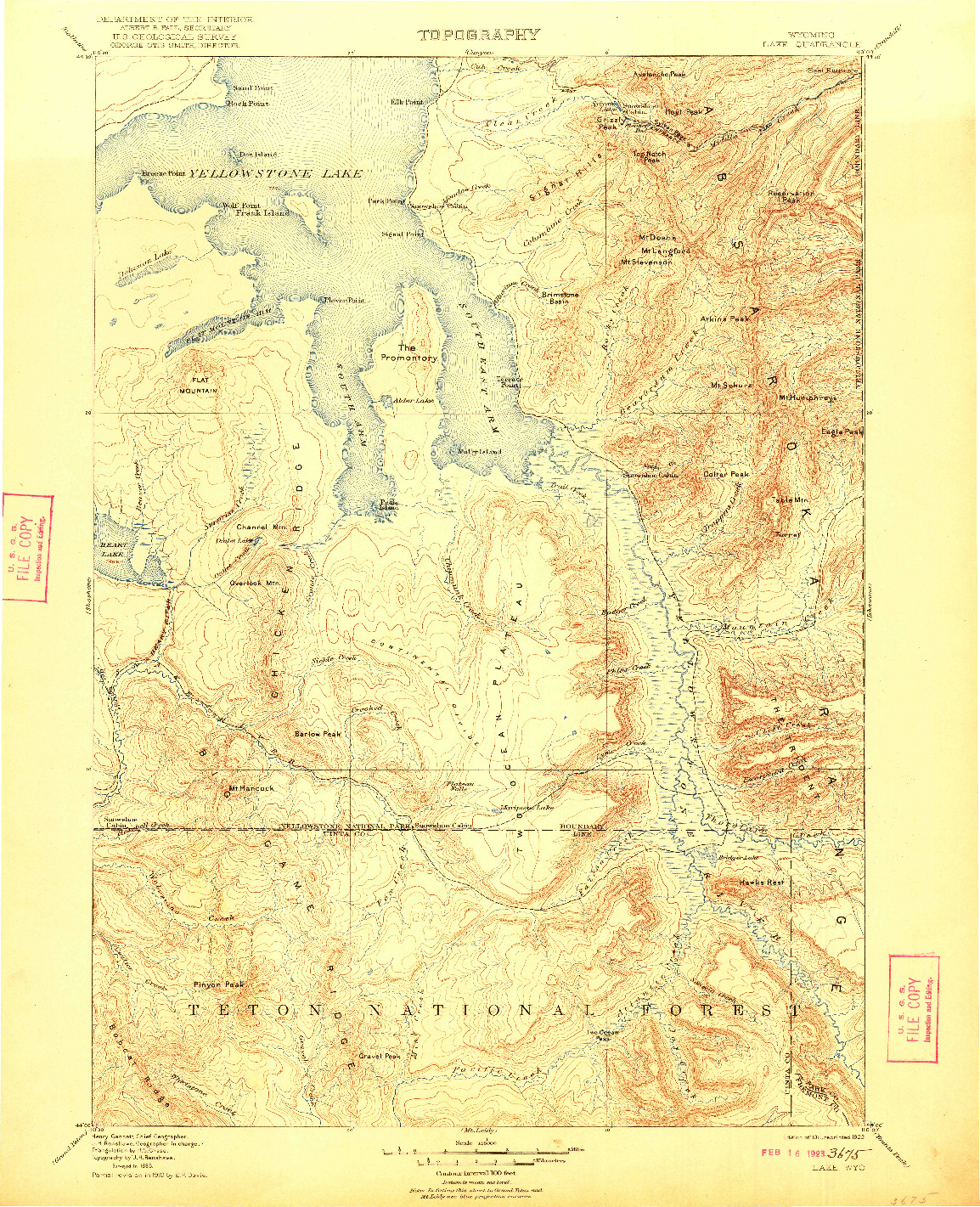 USGS 1:125000-SCALE QUADRANGLE FOR LAKE, WY 1911