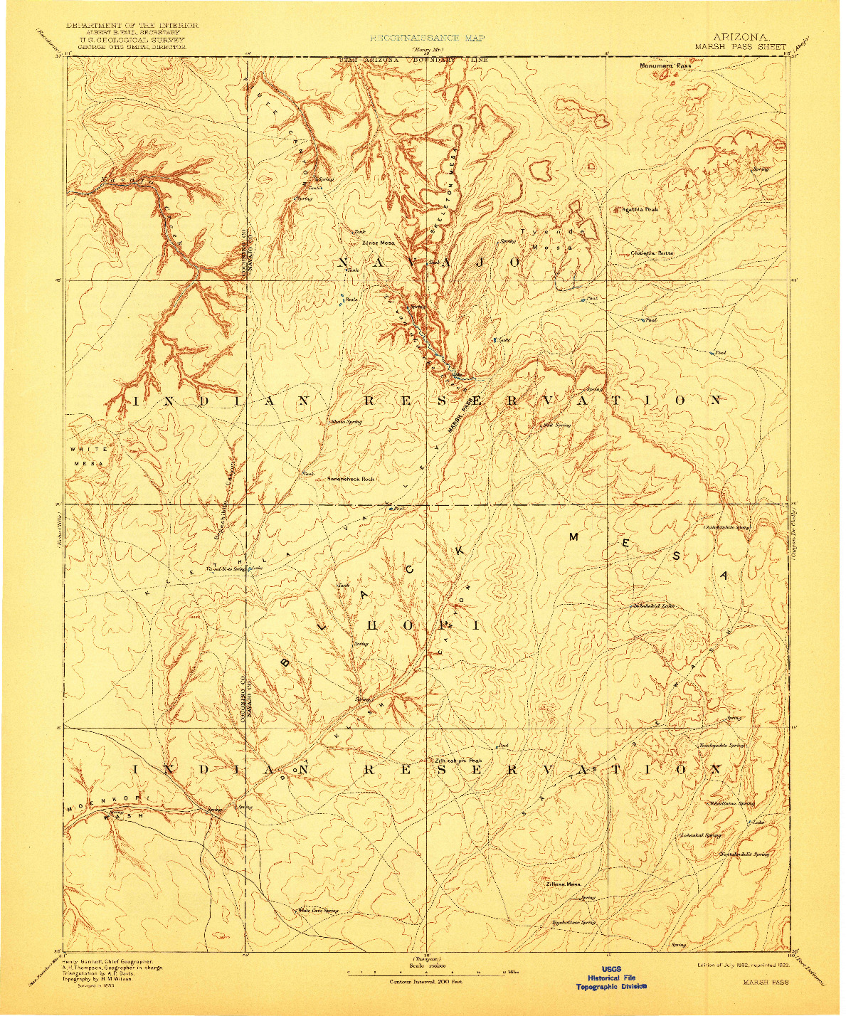 USGS 1:250000-SCALE QUADRANGLE FOR MARSH PASS, AZ 1892