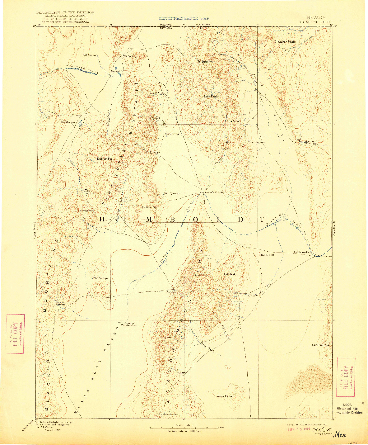 USGS 1:250000-SCALE QUADRANGLE FOR DISASTER, NV 1893