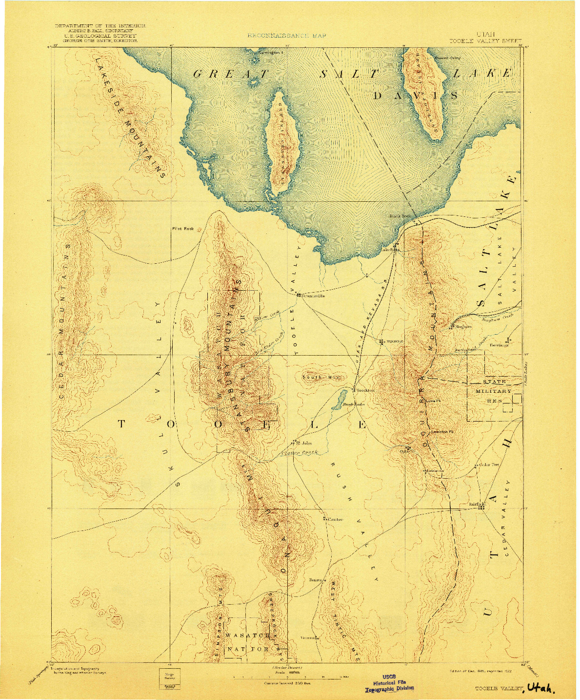 USGS 1:250000-SCALE QUADRANGLE FOR TOOELE VALLEY, UT 1885