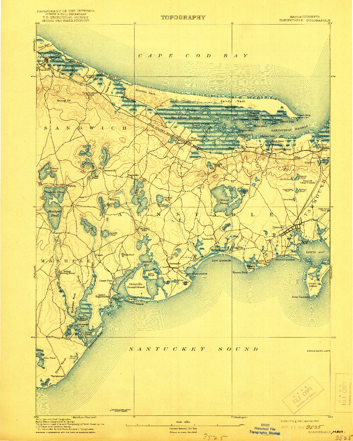 USGS 1:62500-SCALE QUADRANGLE FOR BARNSTABLE, MA 1893