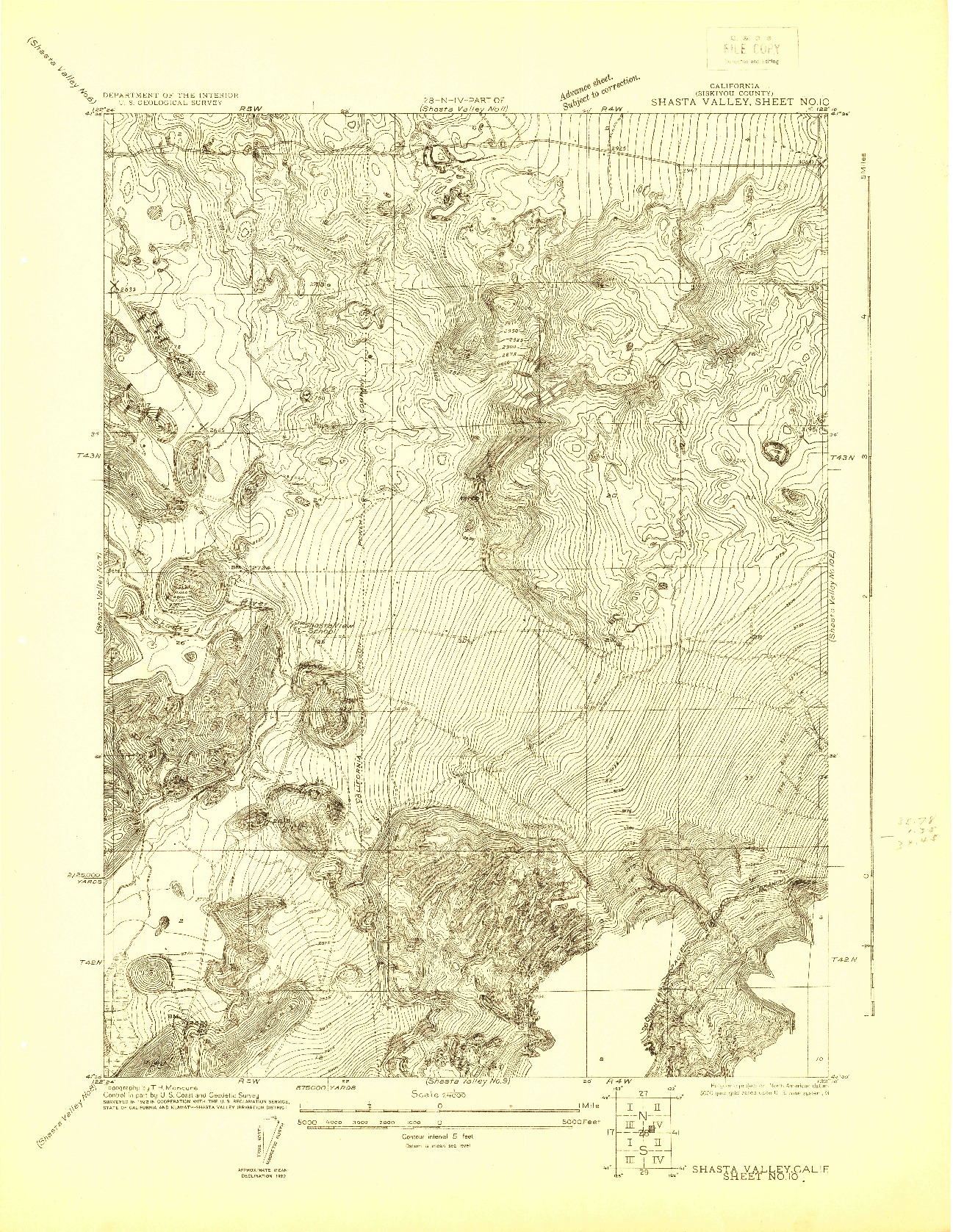USGS 1:24000-SCALE QUADRANGLE FOR SHASTA VALLEY SHEET NO 10, CA 1922