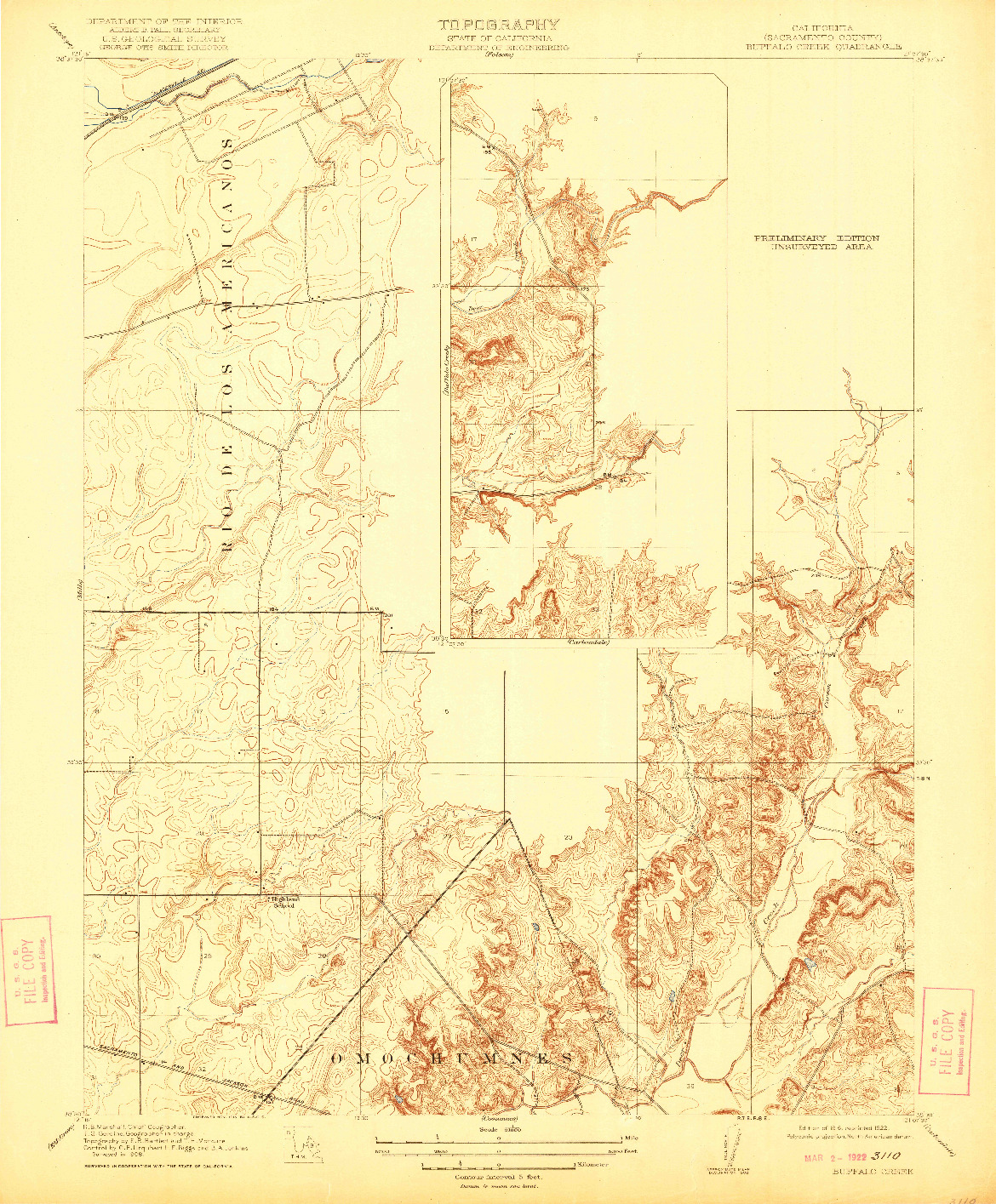 USGS 1:31680-SCALE QUADRANGLE FOR BUFFALO CREEK, CA 1916