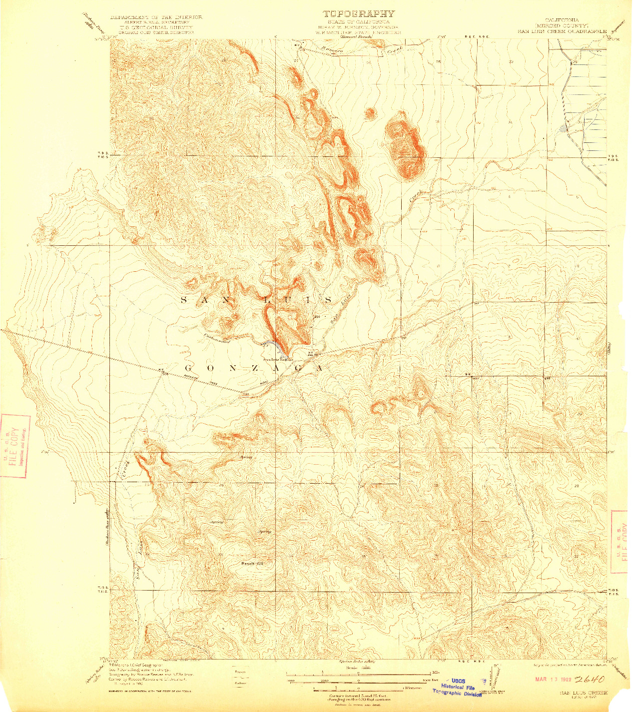 USGS 1:31680-SCALE QUADRANGLE FOR SAN LUIS CREEK, CA 1922