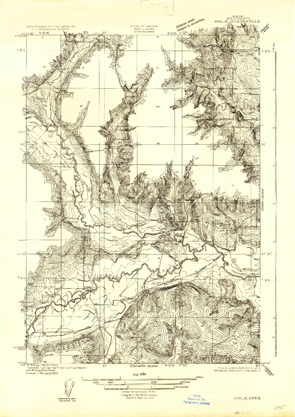 USGS 1:31680-SCALE QUADRANGLE FOR AIRLIE, OR 1922