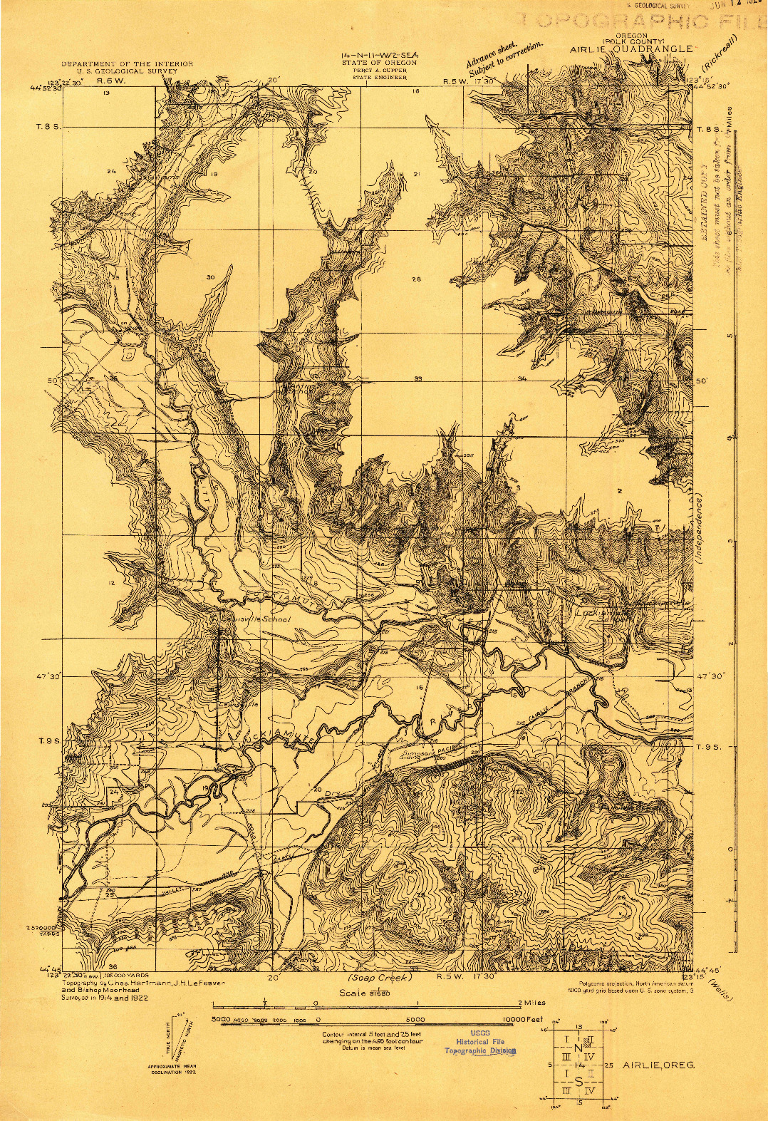 USGS 1:31680-SCALE QUADRANGLE FOR AIRLIE, OR 1922