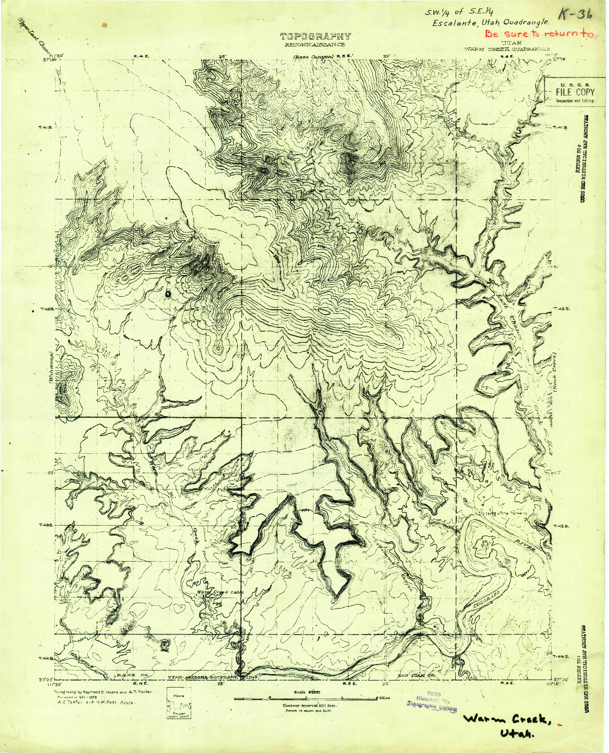 USGS 1:63360-SCALE QUADRANGLE FOR WARM CREEK, UT 1922