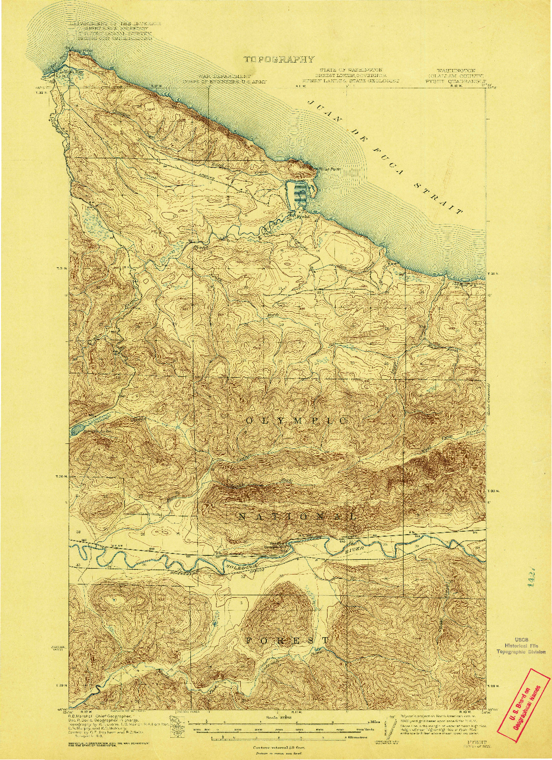 USGS 1:62500-SCALE QUADRANGLE FOR PYSHT, WA 1922