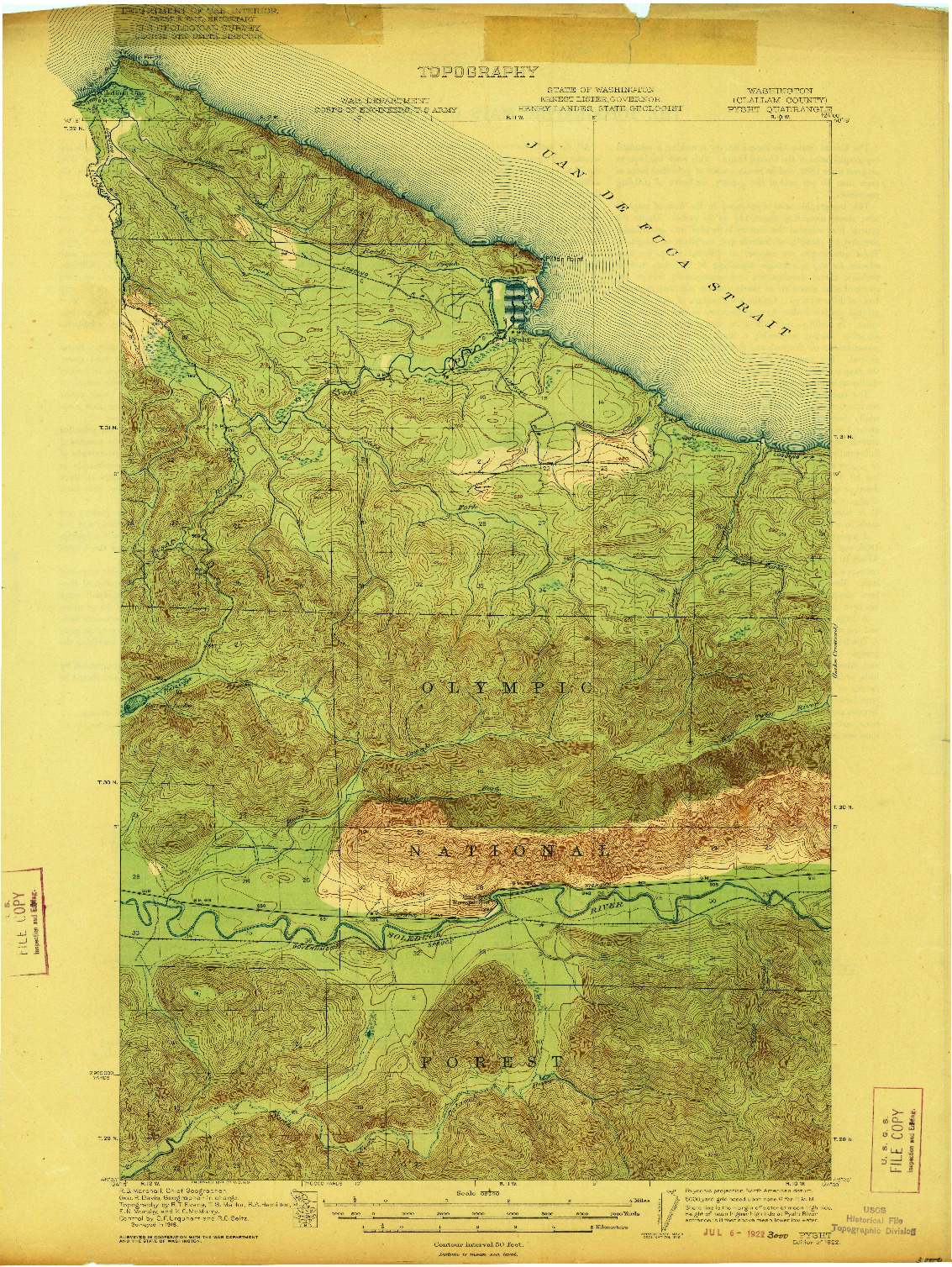 USGS 1:62500-SCALE QUADRANGLE FOR PYSHT, WA 1922