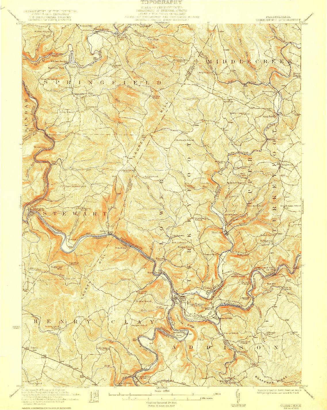 USGS 1:62500-SCALE QUADRANGLE FOR CONFLUENCE, PA 1922