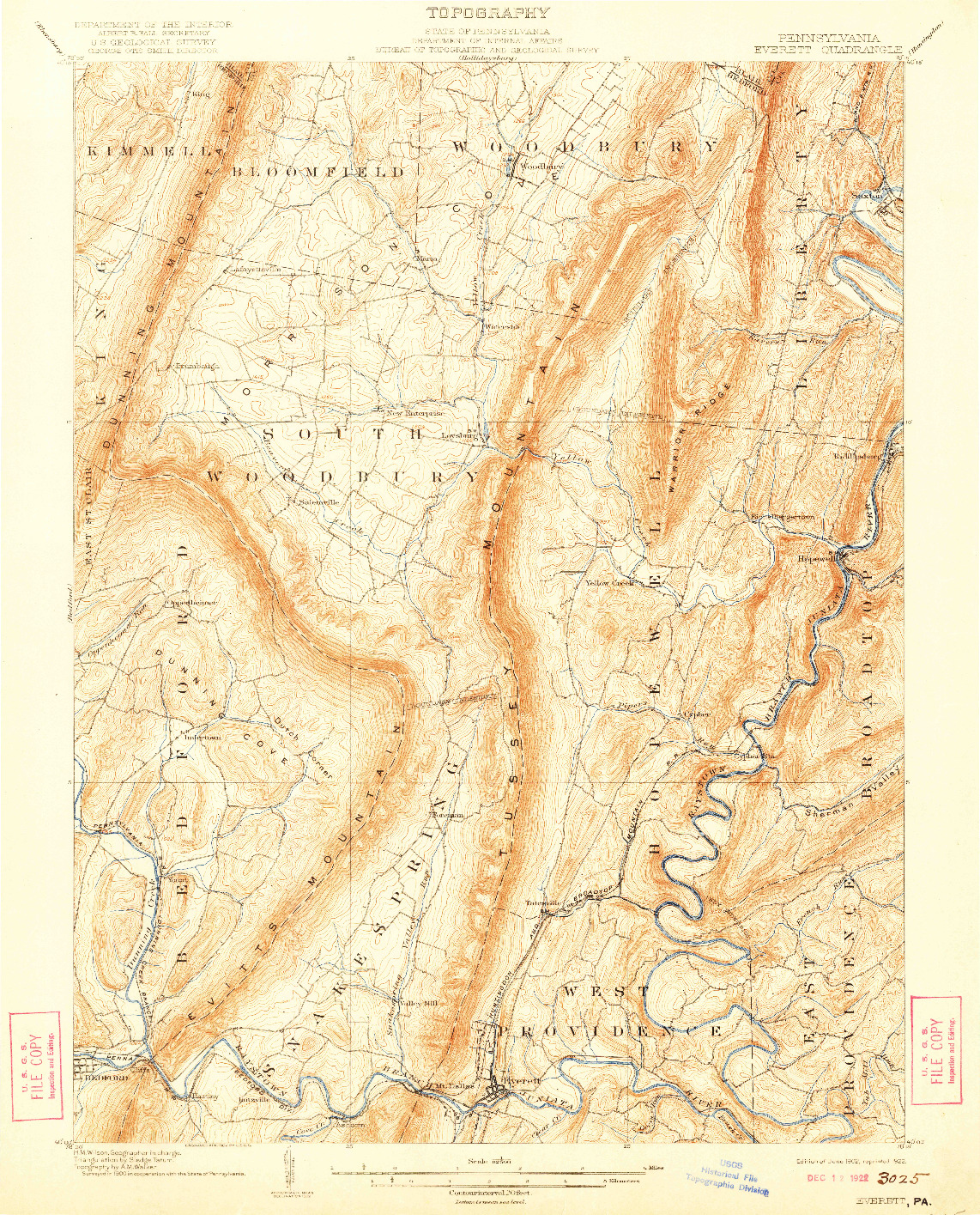 USGS 1:62500-SCALE QUADRANGLE FOR EVERETT, PA 1902