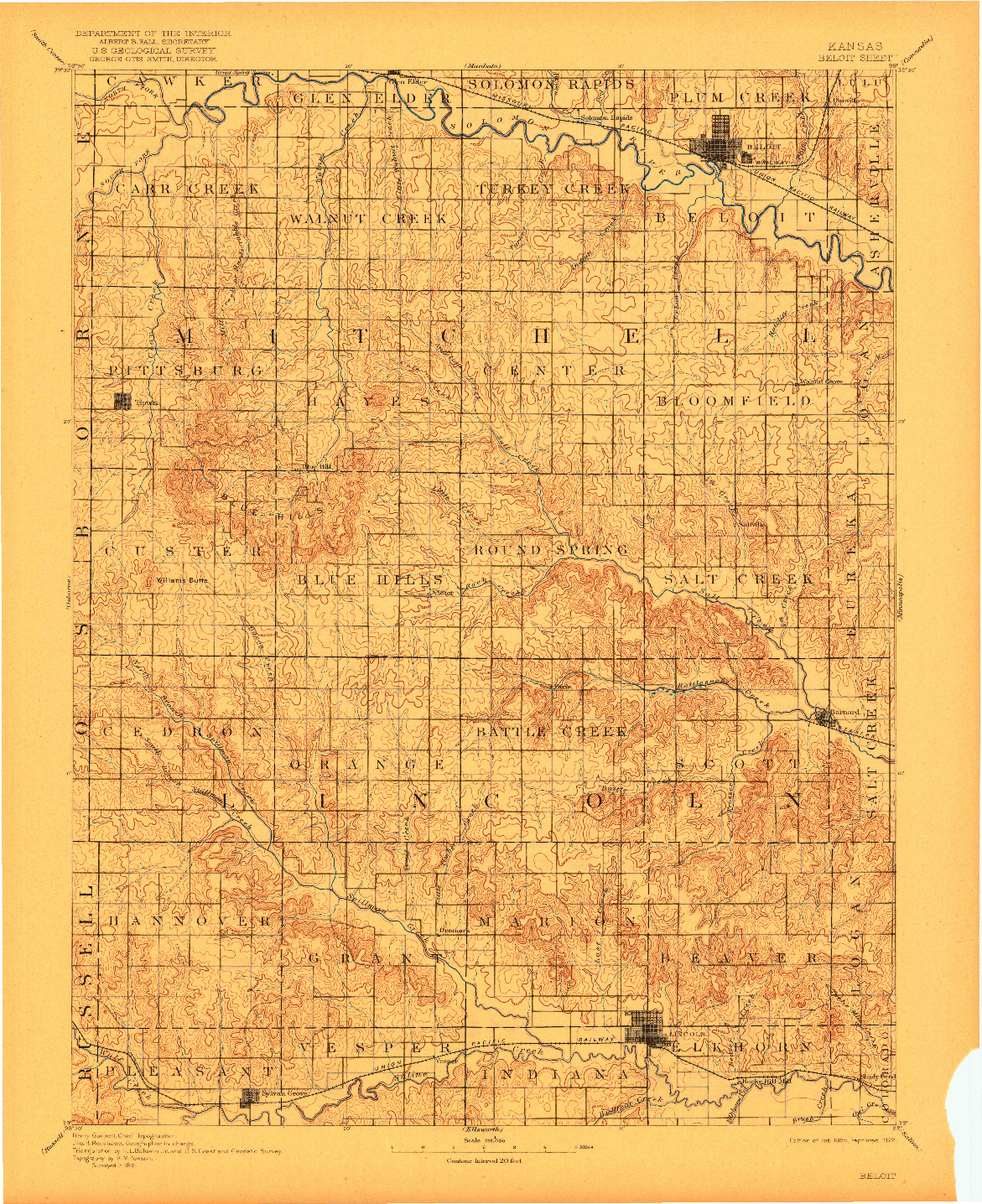 USGS 1:125000-SCALE QUADRANGLE FOR BELOIT, KS 1894