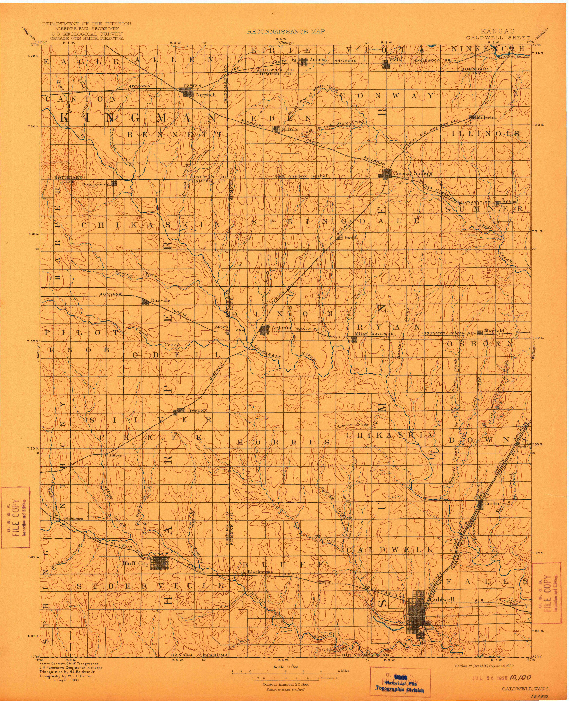 USGS 1:125000-SCALE QUADRANGLE FOR CALDWELL, KS 1897