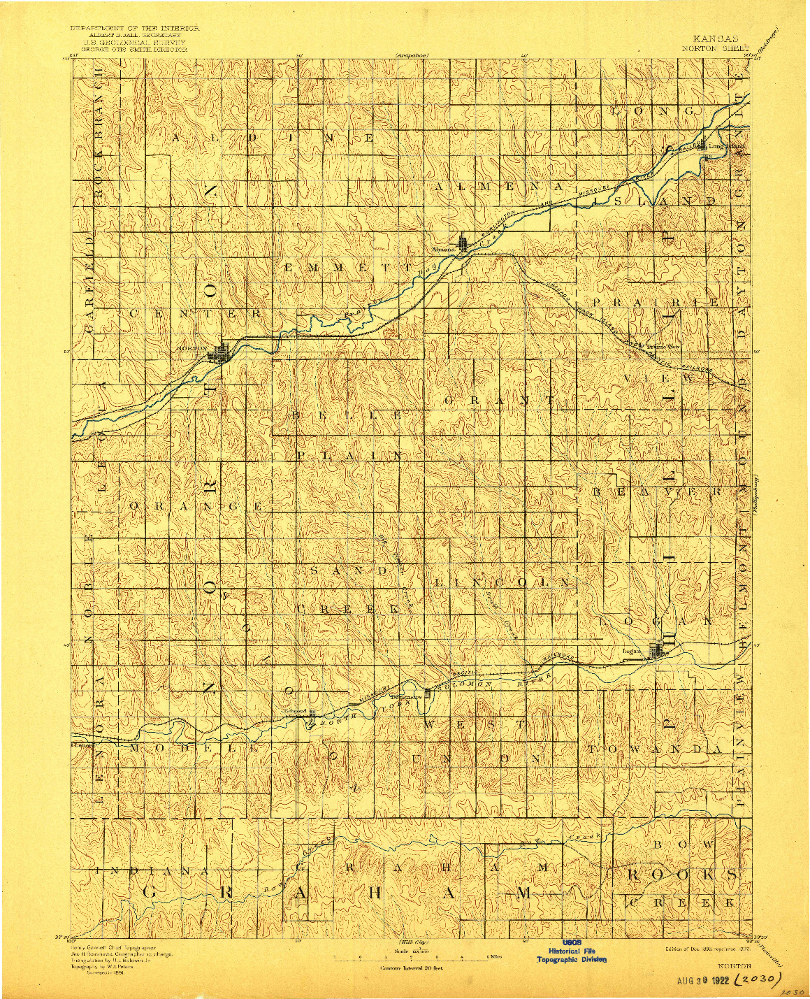 USGS 1:125000-SCALE QUADRANGLE FOR NORTON, KS 1893