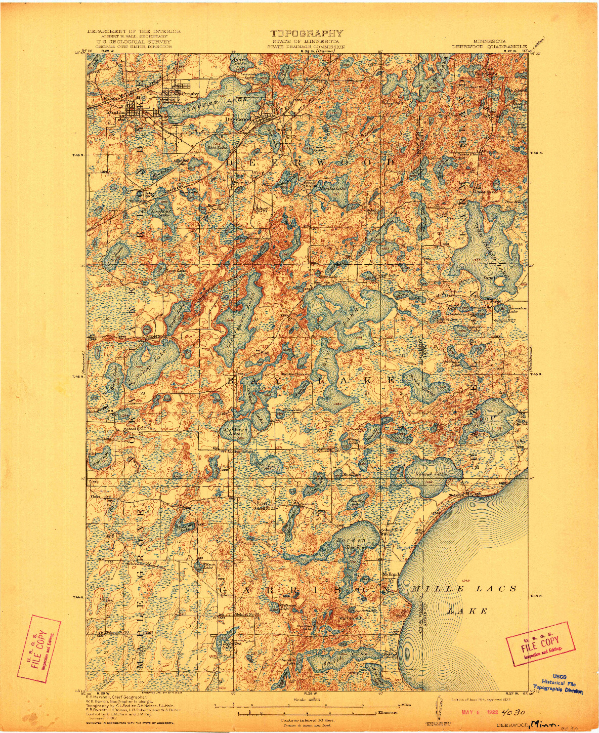 USGS 1:62500-SCALE QUADRANGLE FOR DEERWOOD, MN 1914