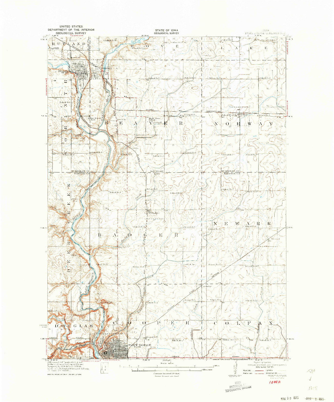 USGS 1:62500-SCALE QUADRANGLE FOR FORT DODGE, IA 1923