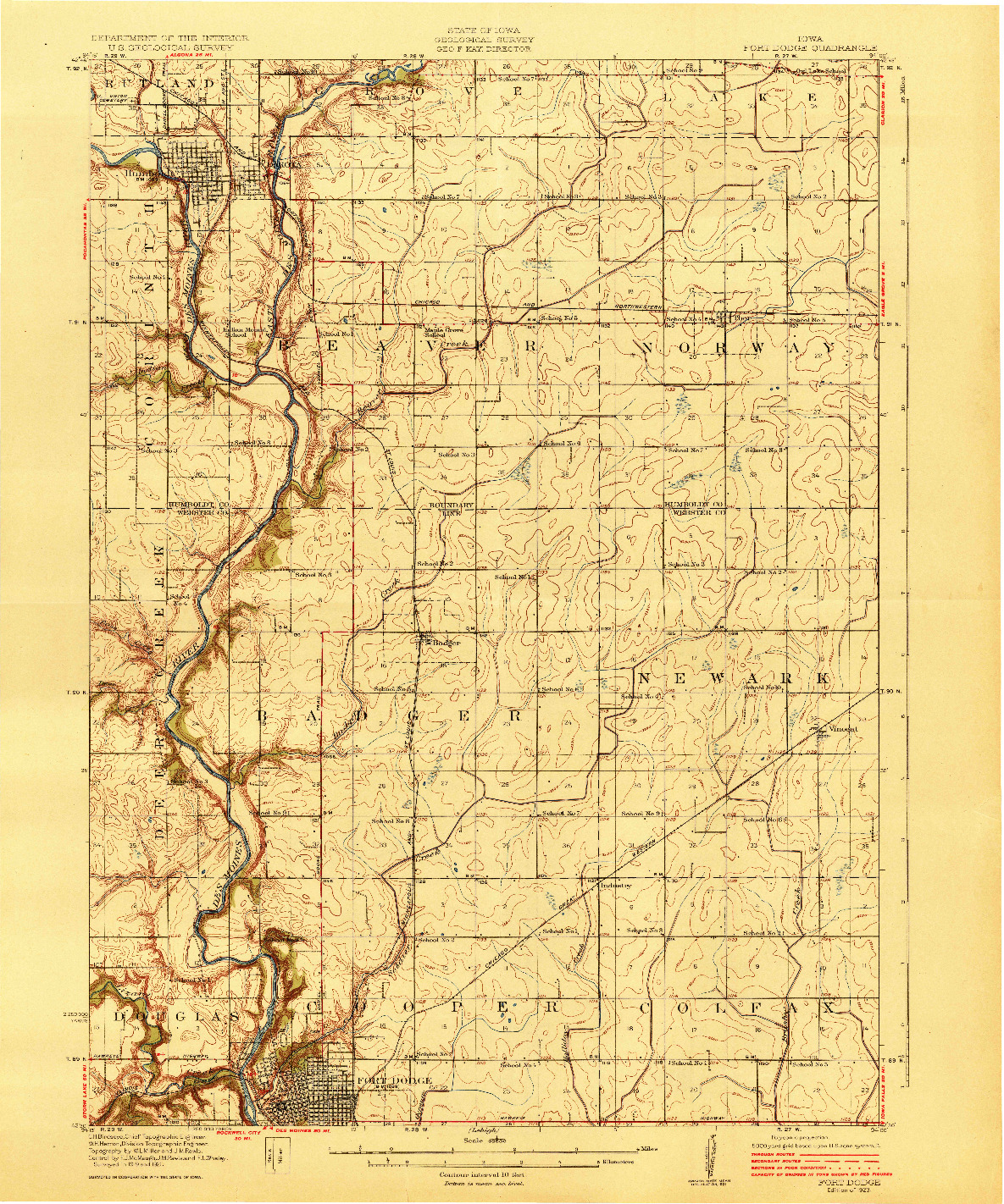 USGS 1:62500-SCALE QUADRANGLE FOR FORT DODGE, IA 1923