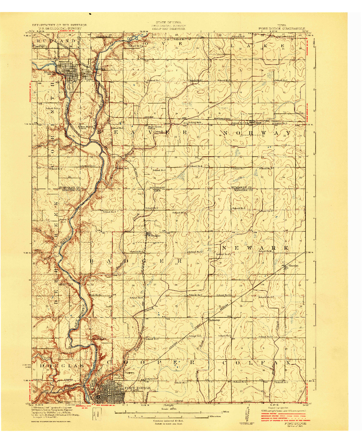 USGS 1:62500-SCALE QUADRANGLE FOR FORT DODGE, IA 1923