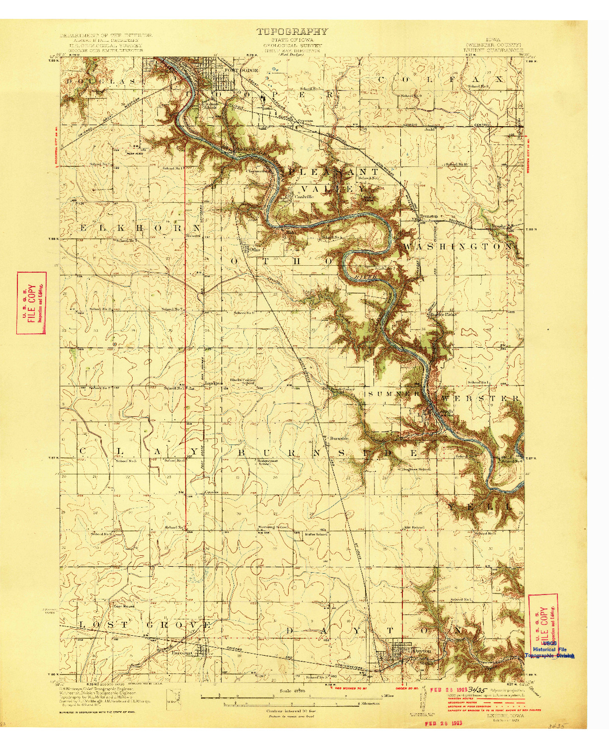 USGS 1:62500-SCALE QUADRANGLE FOR LEHIGH, IA 1923