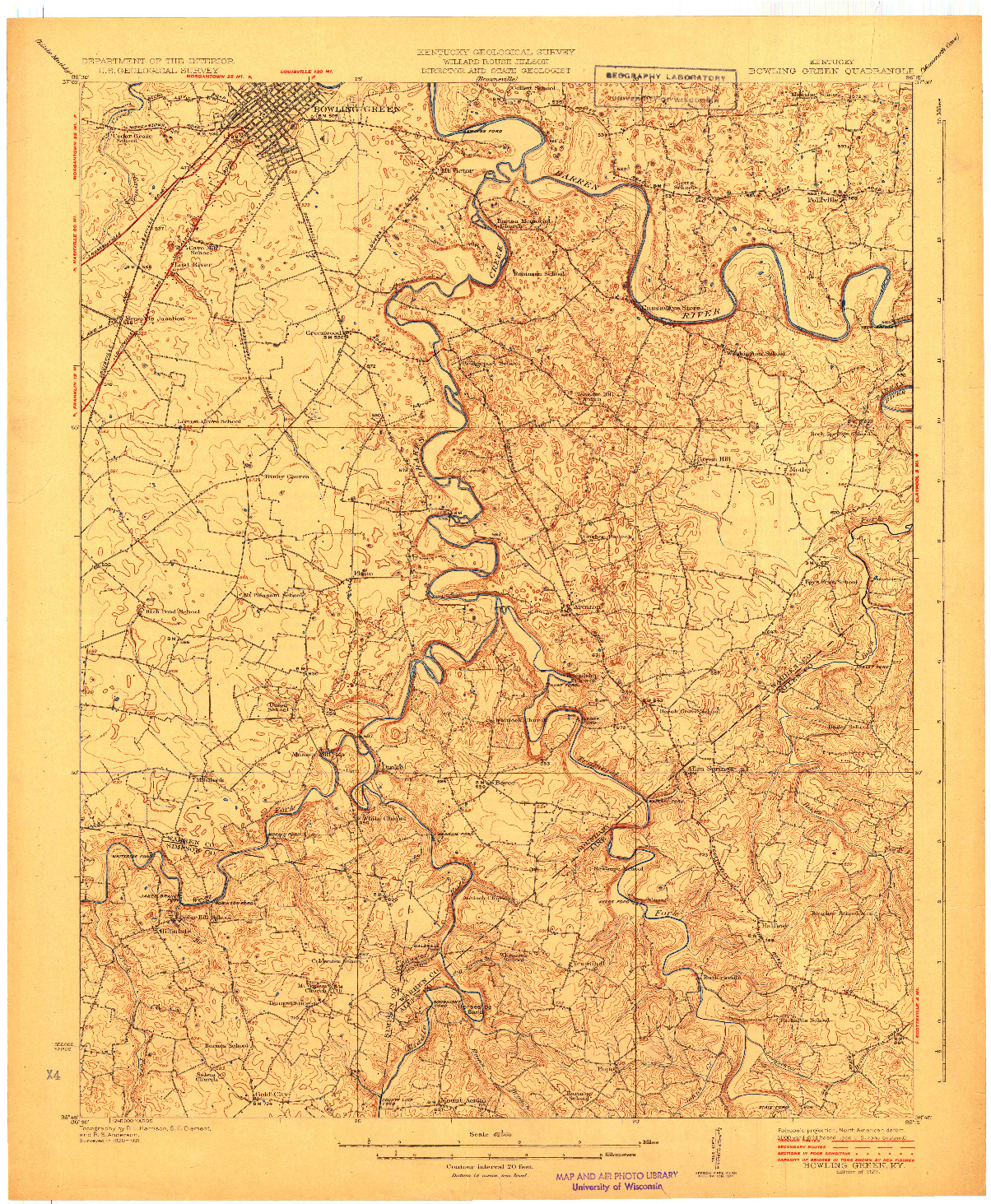 USGS 1:62500-SCALE QUADRANGLE FOR BOWLING GREEN, KY 1923