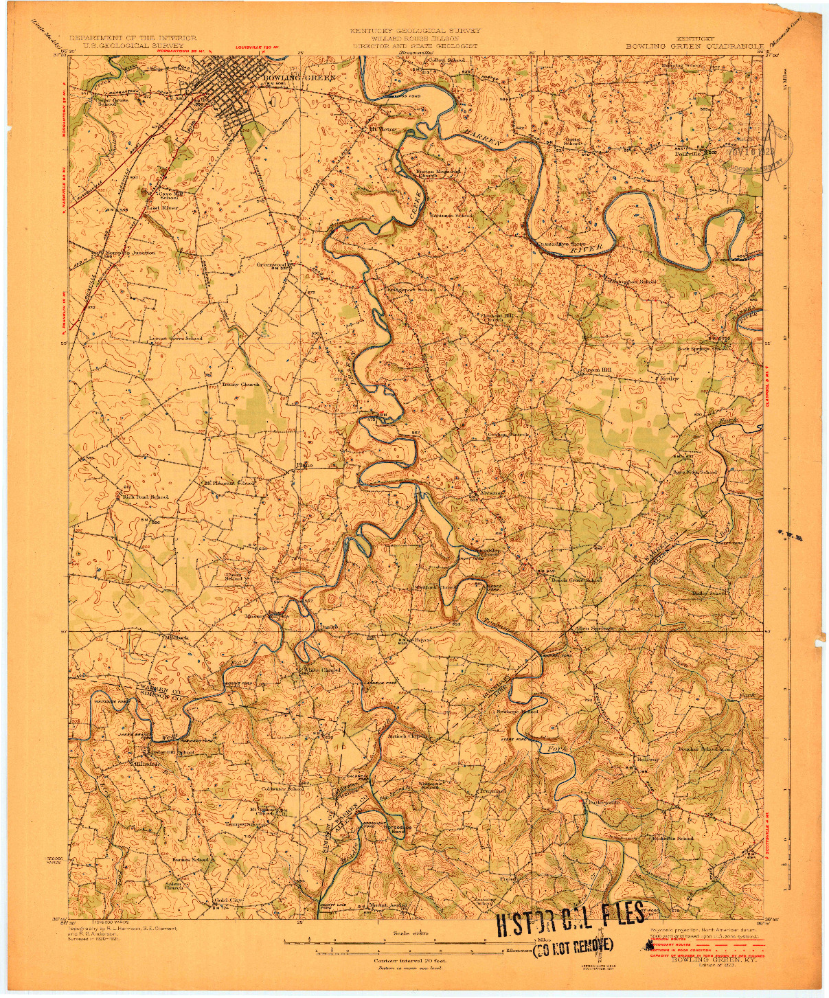 USGS 1:62500-SCALE QUADRANGLE FOR BOWLING GREEN, KY 1923
