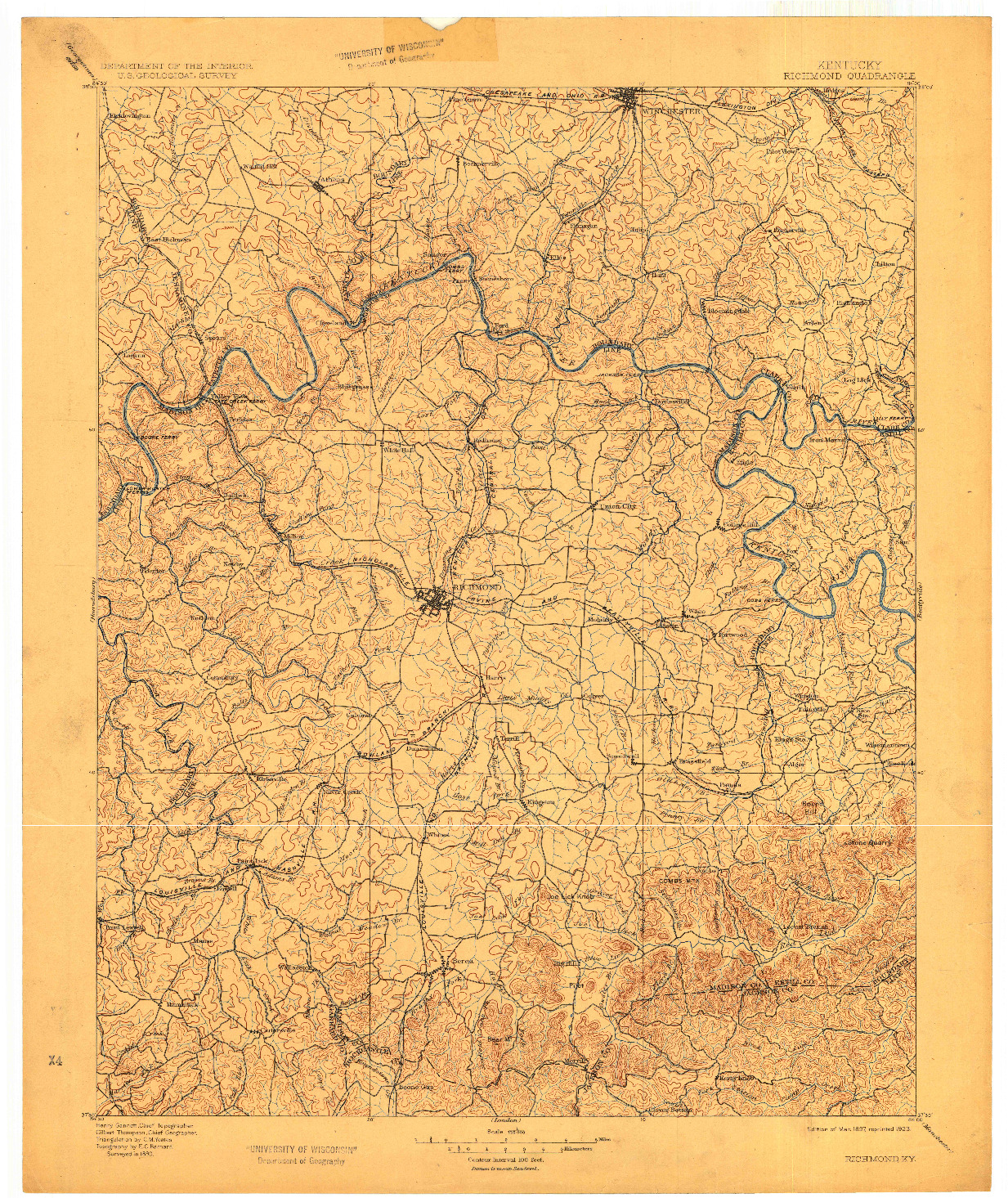 USGS 1:125000-SCALE QUADRANGLE FOR RICHMOND, KY 1897