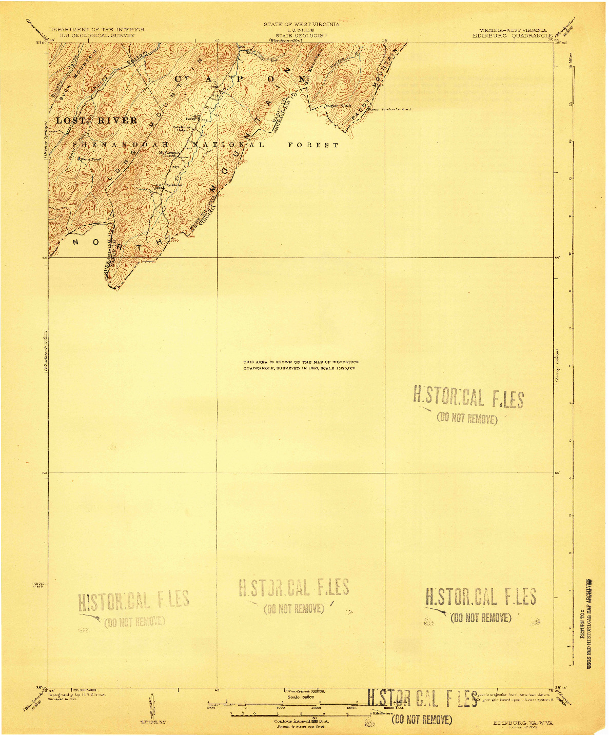 USGS 1:62500-SCALE QUADRANGLE FOR EDINBURG, VA 1923