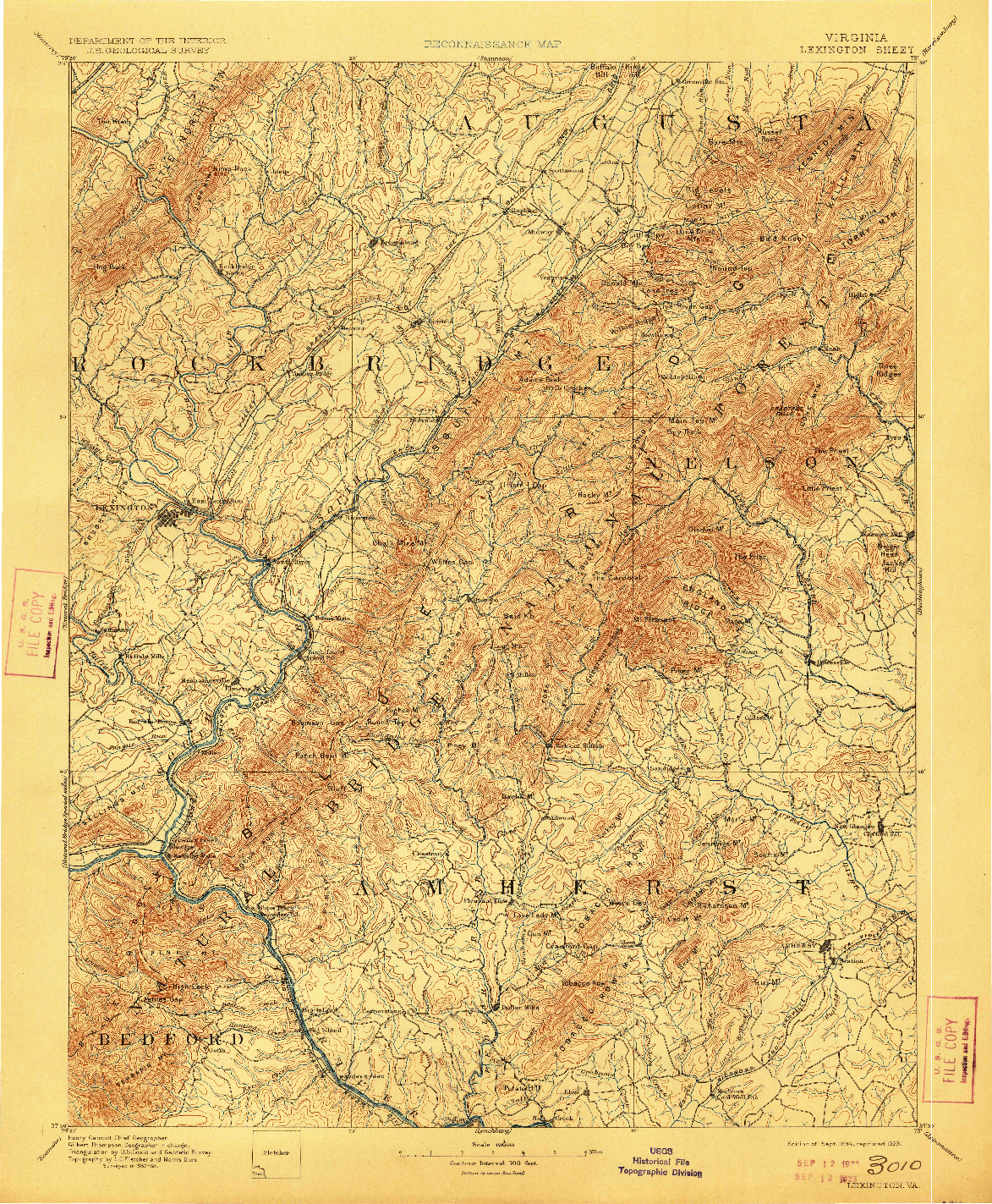 USGS 1:125000-SCALE QUADRANGLE FOR LEXINGTON, VA 1894