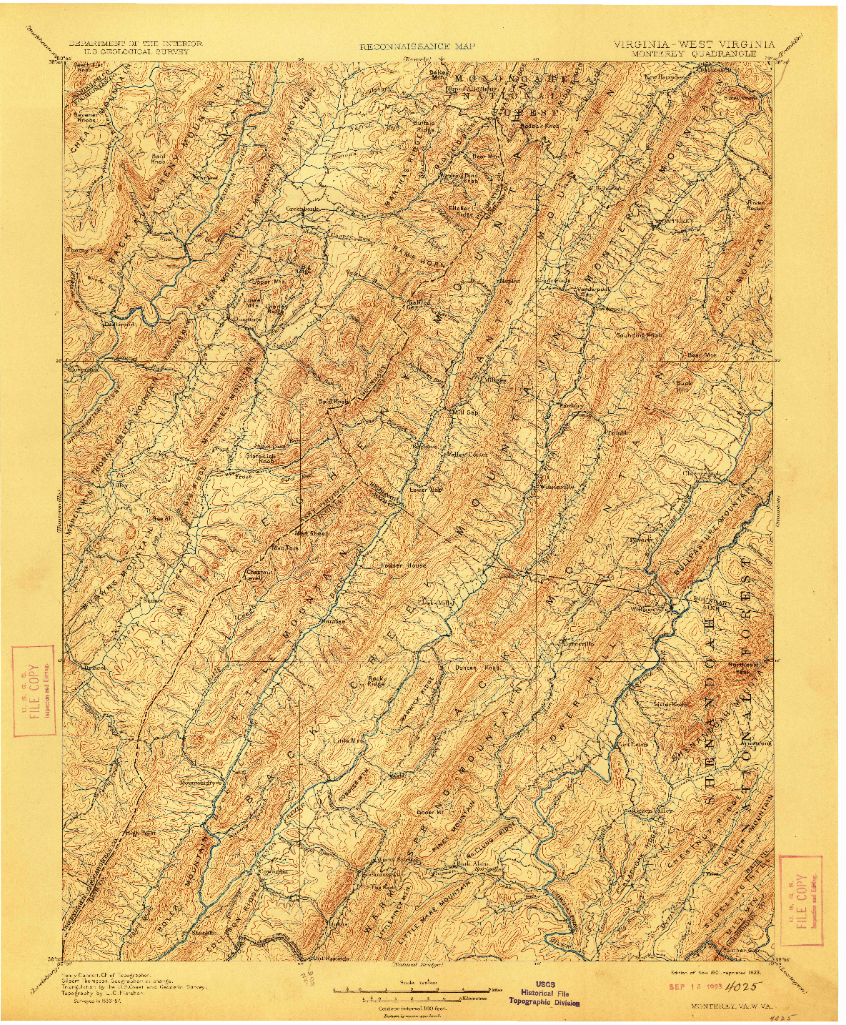 USGS 1:125000-SCALE QUADRANGLE FOR MONTEREY, VA 1901