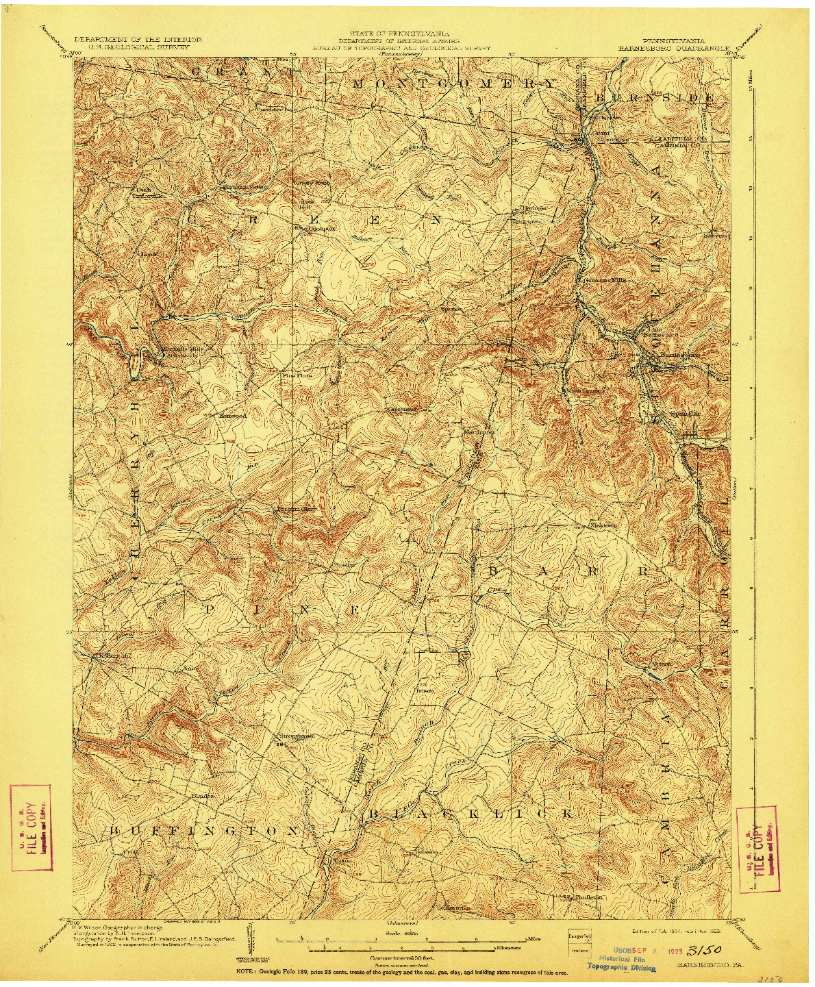 USGS 1:62500-SCALE QUADRANGLE FOR BARNESBORO, PA 1904