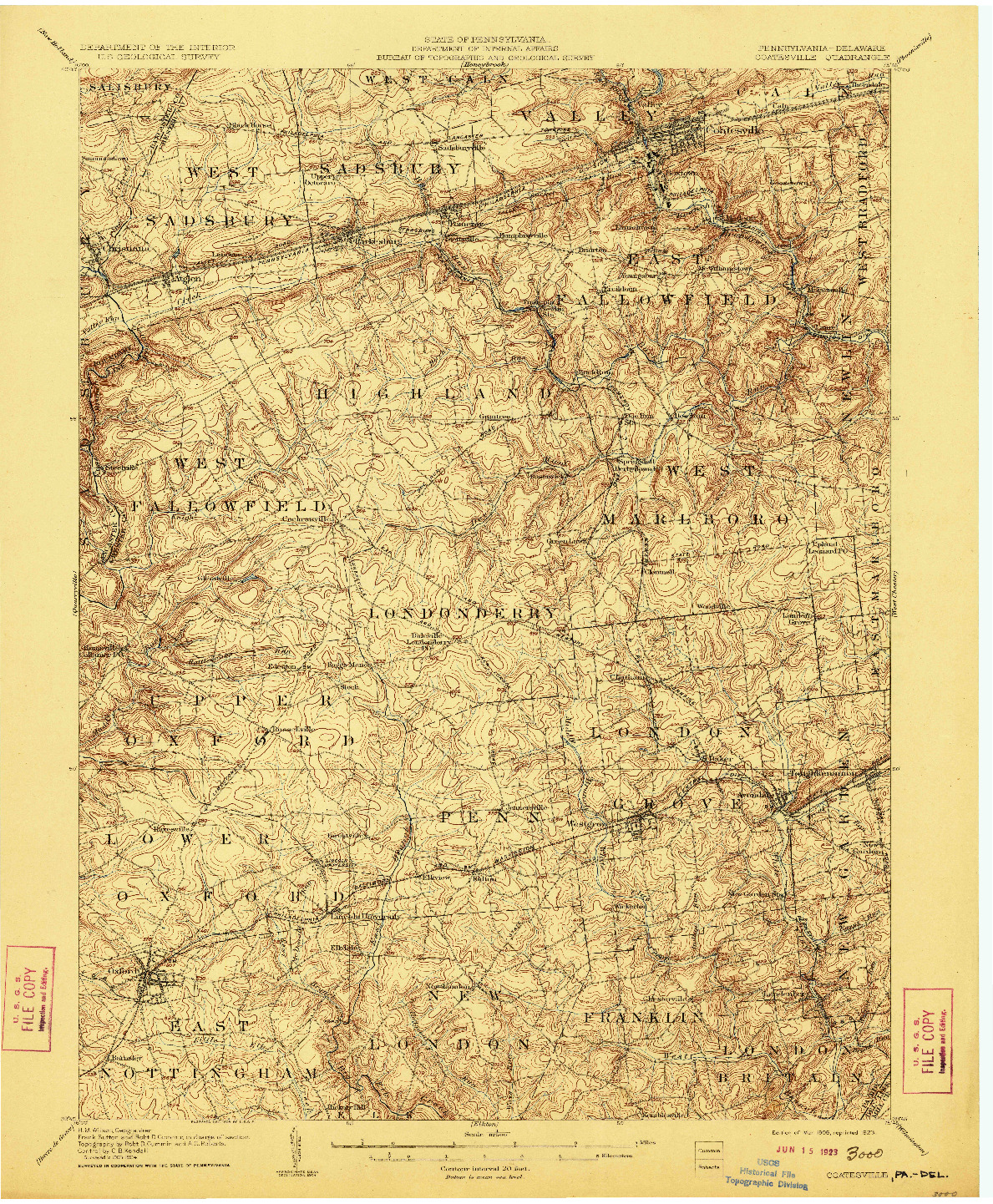 USGS 1:62500-SCALE QUADRANGLE FOR COATESVILLE, PA 1906