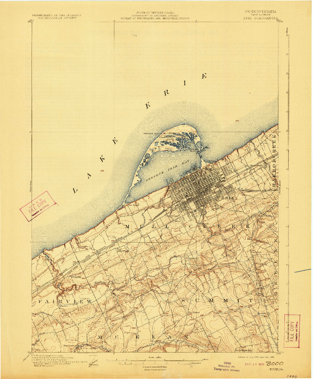 USGS 1:62500-SCALE QUADRANGLE FOR ERIE, PA 1900