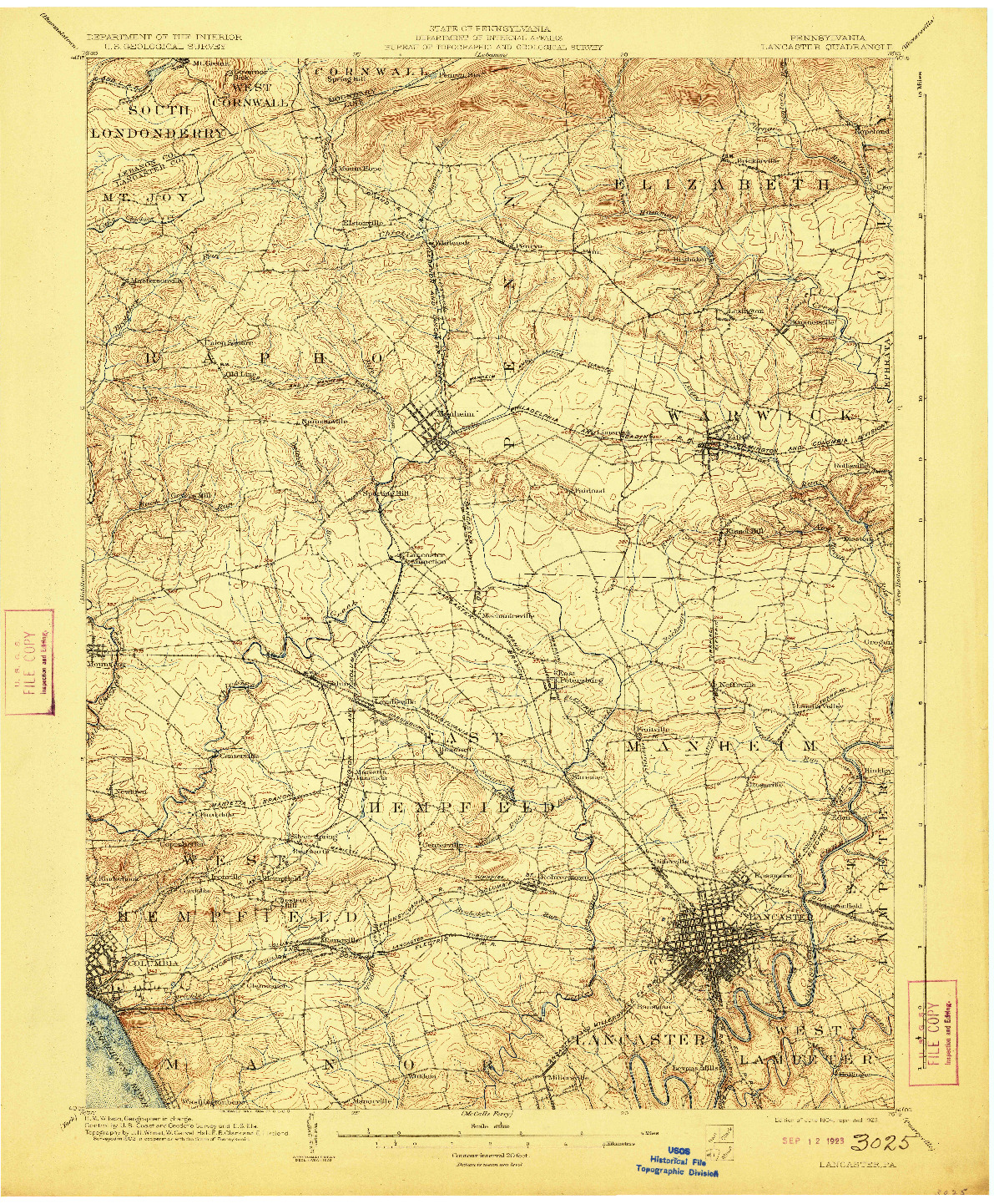 USGS 1:62500-SCALE QUADRANGLE FOR LANCASTER, PA 1904