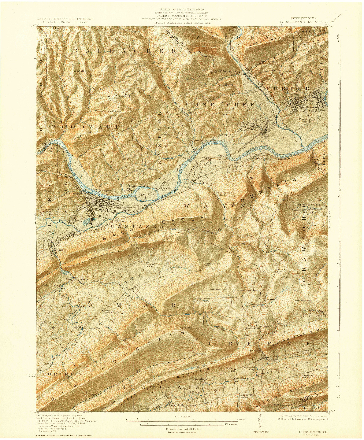 USGS 1:62500-SCALE QUADRANGLE FOR LOCK HAVEN, PA 1923
