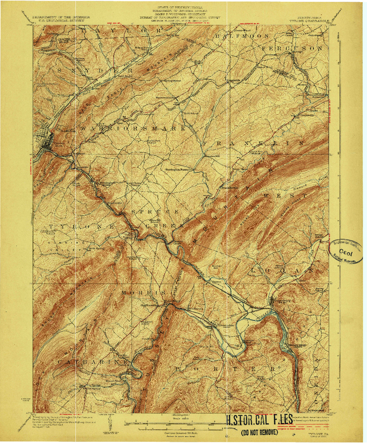 USGS 1:62500-SCALE QUADRANGLE FOR TYRONE, PA 1923