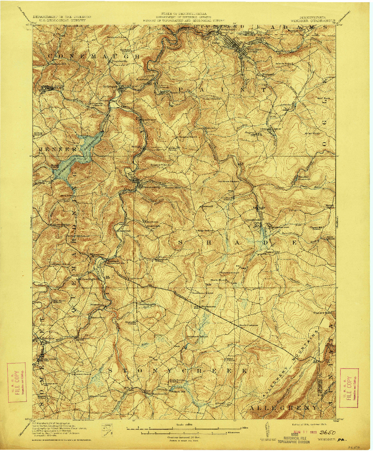 USGS 1:62500-SCALE QUADRANGLE FOR WINDBER, PA 1916