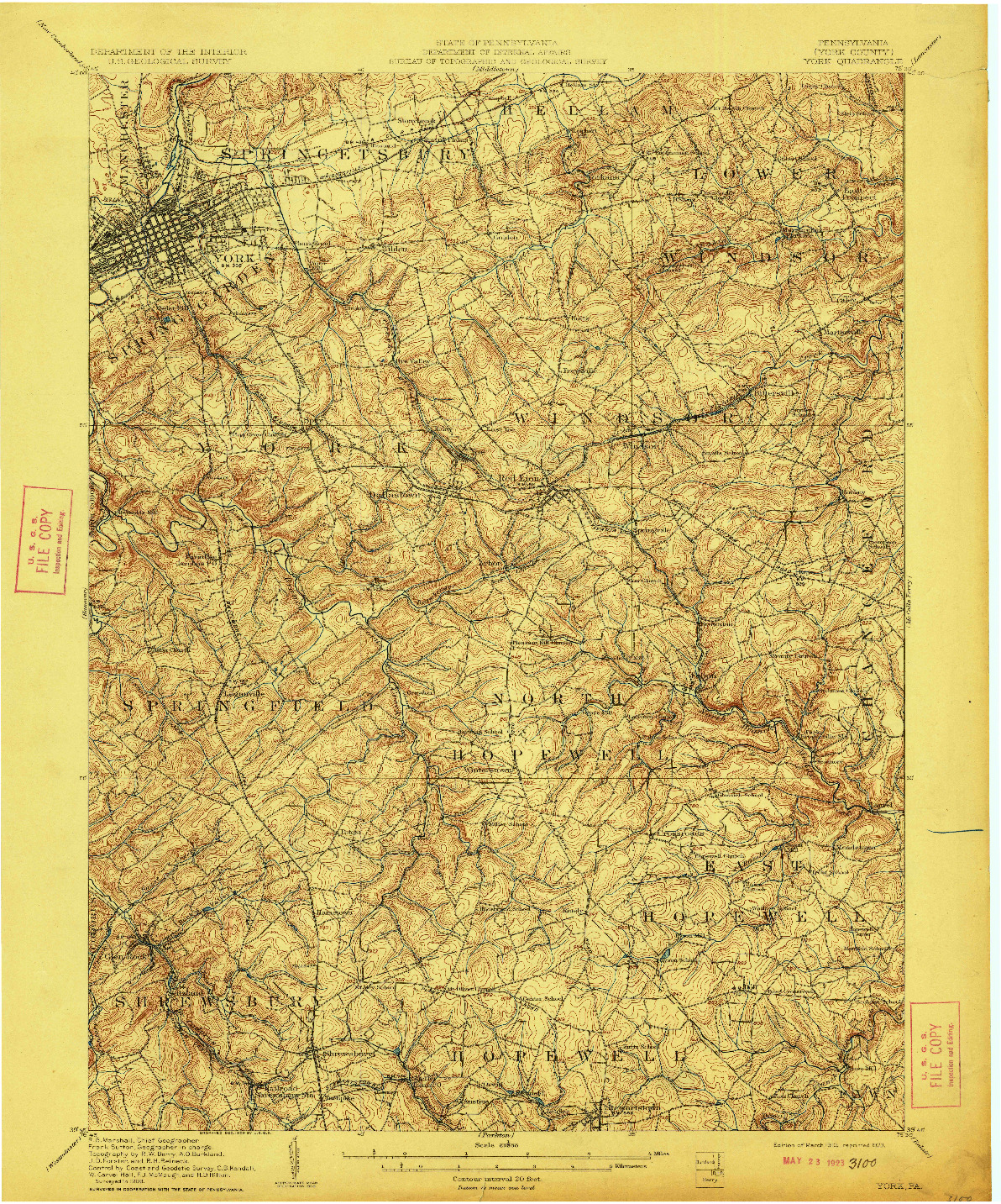 USGS 1:62500-SCALE QUADRANGLE FOR YORK, PA 1910