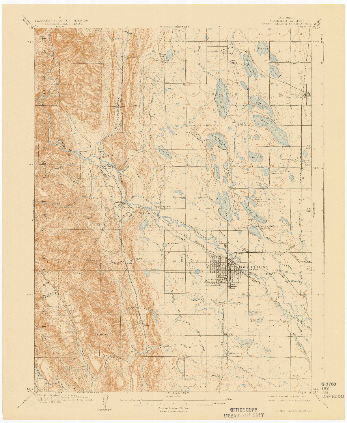 USGS 1:62500-SCALE QUADRANGLE FOR FORT COLLINS, CO 1908