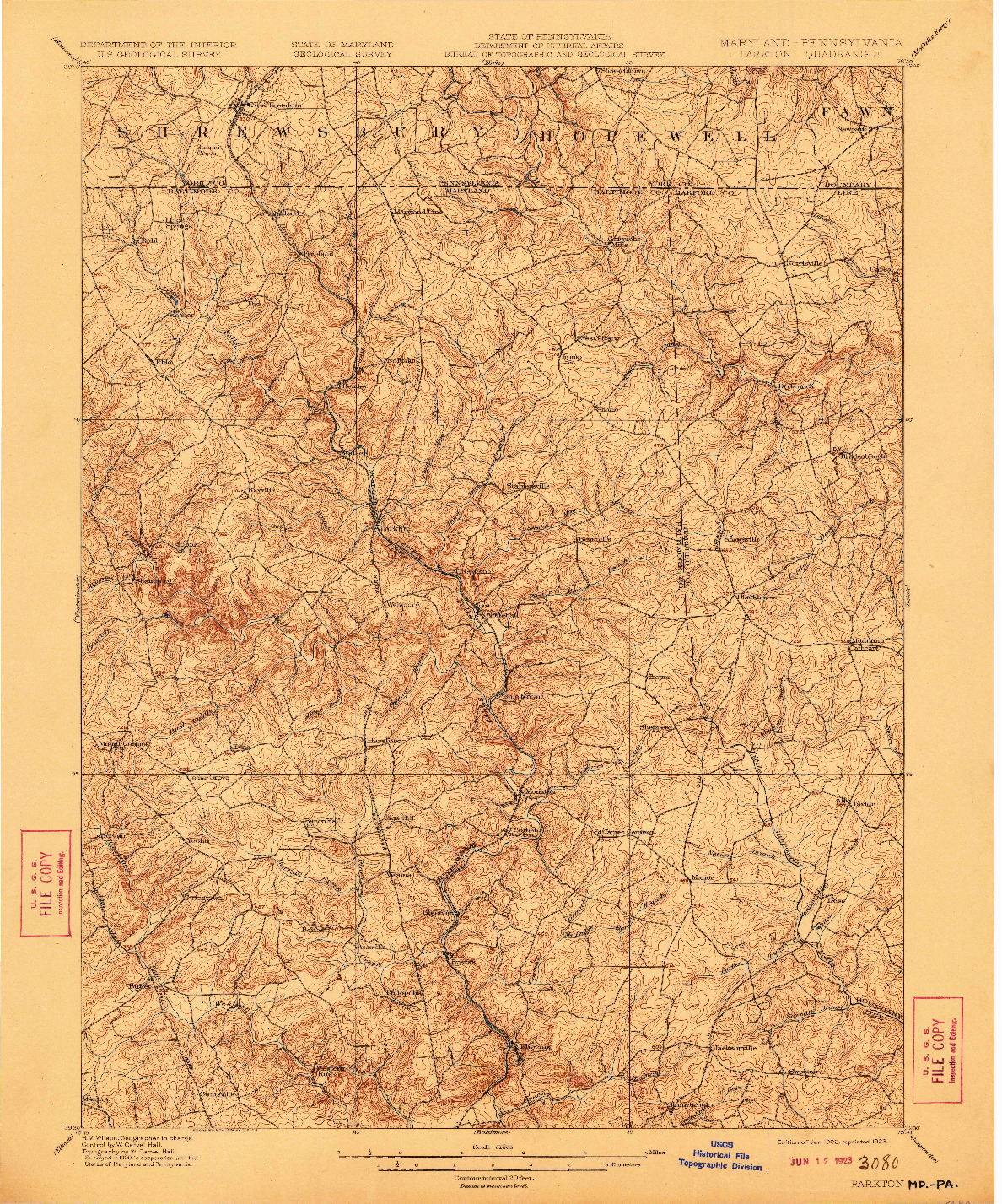 USGS 1:62500-SCALE QUADRANGLE FOR PARKTON, MD 1902