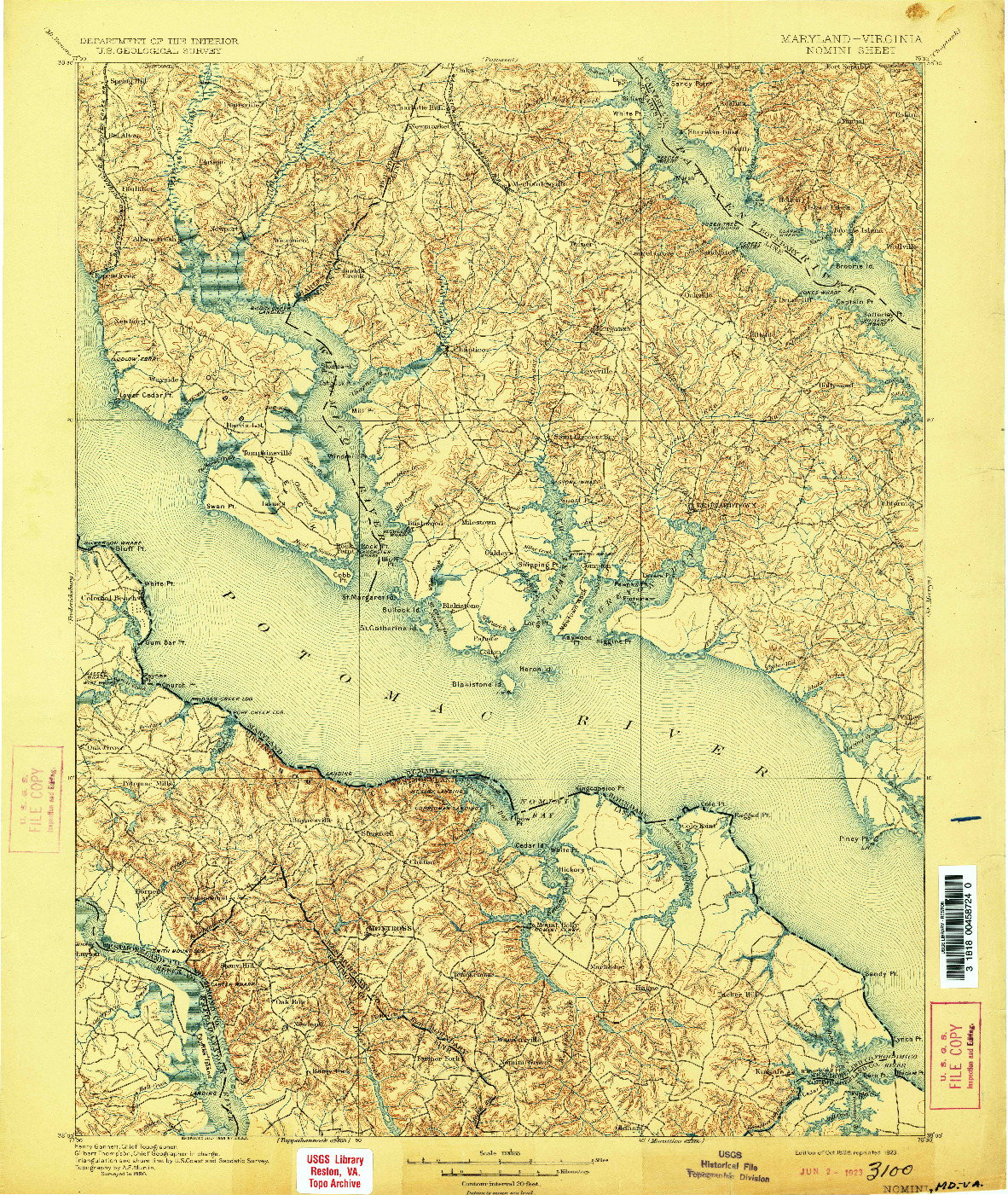 USGS 1:125000-SCALE QUADRANGLE FOR NOMINI, MD 1898