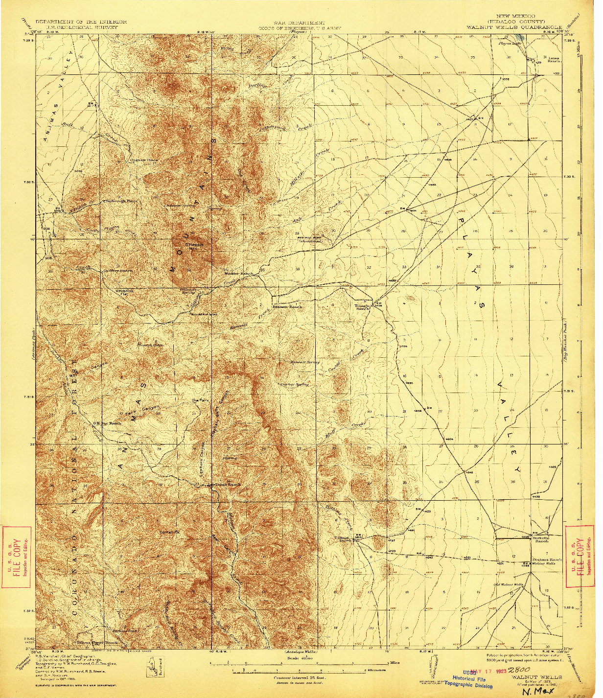 USGS 1:62500-SCALE QUADRANGLE FOR WALNUT WELLS, NM 1918