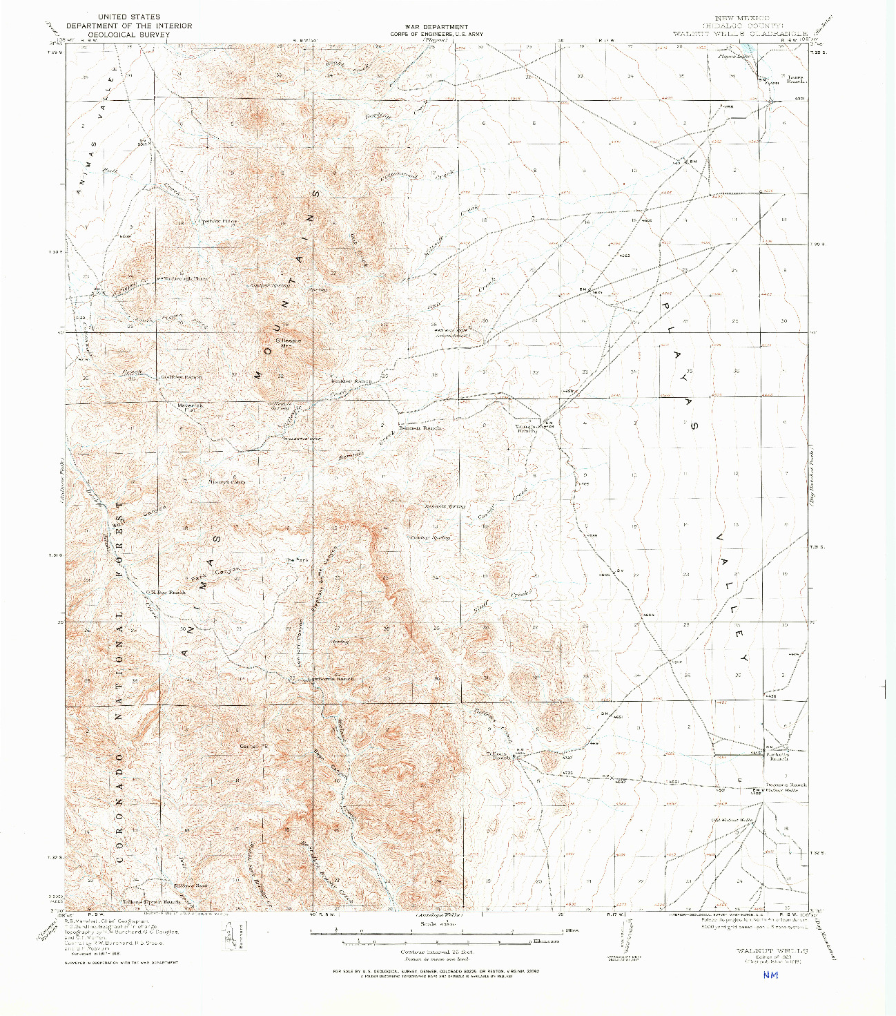 USGS 1:62500-SCALE QUADRANGLE FOR WALNUT WELLS, NM 1918